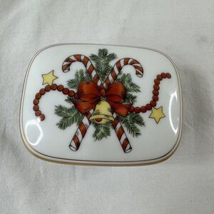 Fitz & Floyd 1978 St. Nicholas Ceramic Trinket Box Gold Trim Rare HTF Christmas